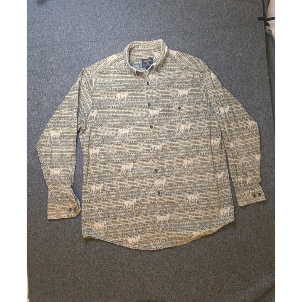 Vintage Woolrich Deer‎ Print Heavy Button Down Shirt Mens 2XL Wool 90's Jacket